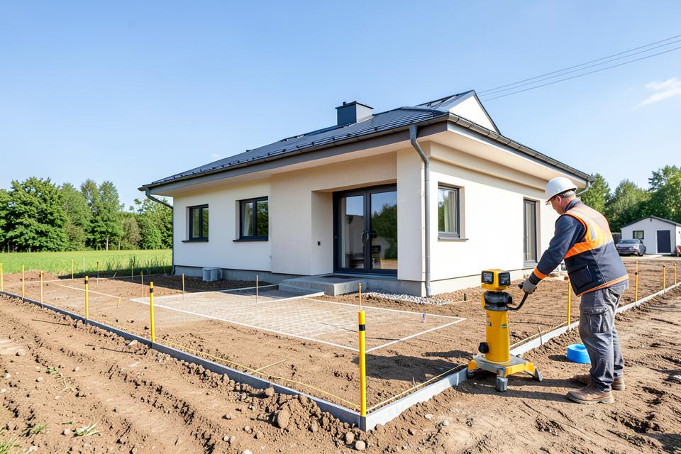 Tyczenie budynków i sieci